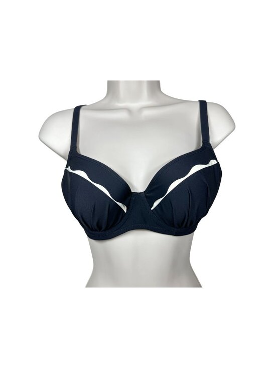 Fantasie Other - Fantasie Moulded Balcony Bikini Top Women 30DD Navy Blue White Swim Resortwear